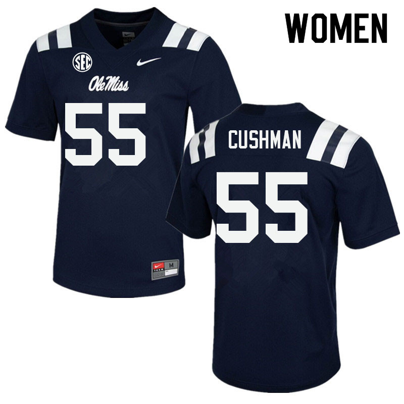 Women #55 Preston Cushman Ole Miss Rebels College Football Jerseys Sale-Navy